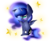 Size: 1693x1372 | Tagged: safe, artist:norica-official, princess luna, g4, female, heart eyes, simple background, sitting, solo, spread wings, stars, transparent background, wingding eyes
