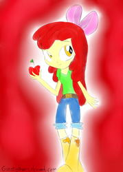 Size: 2500x3500 | Tagged: safe, artist:graytyphoon, apple bloom, equestria girls, g4, apple, female, food, high res, solo