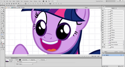 Size: 1600x860 | Tagged: safe, artist:badumsquish, derpibooru exclusive, twilight sparkle, pony, unicorn, g4, close-up, creepy, extreme close-up, female, graph paper, grin, mistake, open mouth, smiling, solo, special eyes