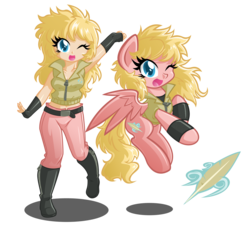 Size: 4308x4000 | Tagged: safe, artist:danmakuman, oc, oc only, oc:light feather, human, pegasus, pony, absurd resolution, clothes, cutie mark, human ponidox, humanized, humanized oc, one eye closed, simple background, transparent background, vest