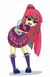 Size: 500x770 | Tagged: safe, artist:8->, sour sweet, equestria girls, g4, my little pony equestria girls: friendship games, clothes, crystal prep academy uniform, female, pleated skirt, ponytail, school uniform, shoes, skirt, socks, solo