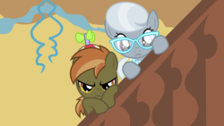 Size: 1691x951 | Tagged: safe, artist:punzil504, button mash, silver spoon, g4, colt, female, filly, foal, glasses, hat, implied diamondbelle, implied lesbian, implied shipping, male, propeller hat
