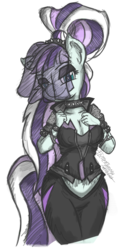 Size: 836x1614 | Tagged: safe, artist:flutterthrash, coloratura, earth pony, anthro, g4, clothes, countess coloratura, female, heavy metal, jacket, looking at you, solo, spikes, veil
