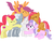 Size: 1024x804 | Tagged: safe, artist:rockin-neko-flower, apple bloom, babs seed, diamond tiara, scootaloo, silver spoon, sweetie belle, g4, cutie mark, cutie mark crusaders, hug, older, older apple bloom, older babs seed, older diamond tiara, older scootaloo, older silver spoon, older sweetie belle, open mouth, simple background, teenager, the cmc's cutie marks, white background