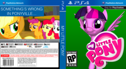 Size: 909x502 | Tagged: artist needed, safe, derpibooru exclusive, apple bloom, applejack, scootaloo, sweetie belle, twilight sparkle, alicorn, pony, g4, 3d, cutie mark crusaders, fake, female, mare, my little pony logo, playstation 4, seems legit, twilight sparkle (alicorn)