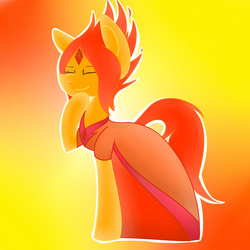 Size: 1024x1024 | Tagged: safe, artist:despotshy, pony, adventure time, clothes, dress, flame princess, male, ponified, solo