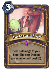 Size: 400x543 | Tagged: safe, oc, oc only, oc:anon, demon, succubus, card, crossover, hearthstone, spell, trading card, warcraft, warlock