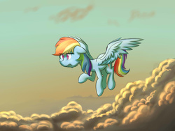 Size: 1400x1050 | Tagged: safe, artist:skorpine10, rainbow dash, g4, cloud, female, irritated, solo