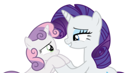 Size: 5763x3375 | Tagged: safe, artist:sketchmcreations, rarity, sweetie belle, pony, unicorn, crusaders of the lost mark, g4, absurd resolution, belle sisters, duo, duo female, female, filly, foal, mare, proud, siblings, simple background, sisters, smiling, transparent background, vector