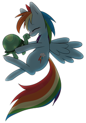 Size: 600x863 | Tagged: safe, artist:kuou, rainbow dash, tank, g4, boop, cute