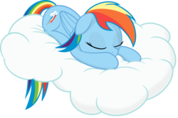 Size: 6000x3986 | Tagged: safe, artist:slb94, artist:soveno, rainbow dash, g4, cloud, female, simple background, sleeping, solo, transparent background, vector