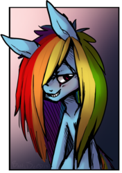 Size: 661x941 | Tagged: safe, rainbow dash, g4, alternate hairstyle, female, smiling, solo