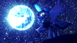 Size: 1920x1080 | Tagged: safe, artist:powdan, princess luna, g4, 3d, armor, female, gmod, moon, night, raised hoof, solo