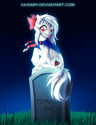 Size: 800x1049 | Tagged: safe, artist:ka-samy, oc, oc only, oc:tomoda shi, ghost, gravestone, solo