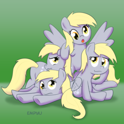 Size: 1000x1000 | Tagged: safe, artist:empyu, derpy hooves, pegasus, pony, g4, cute, derpabetes, derpies, female, mare, multeity, pony pile, self ponidox, solo, unstoppable force of derp