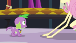 Size: 1280x720 | Tagged: safe, screencap, fluttershy, spike, dog, equestria girls, g4, great moments in animation, impossibly long arms, spike the dog, wat