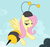 Size: 377x353 | Tagged: safe, screencap, fluttershy, g4, it ain't easy being breezies, animal costume, bee costume, beekini, clothes, costume, female, flutterbee, lidded eyes, solo