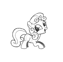 Size: 895x892 | Tagged: safe, artist:lesbocarwash, sweetie belle, g4, cute, female, monochrome, open mouth, sketch, solo