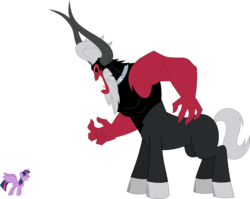 Size: 9000x7171 | Tagged: safe, artist:dusk2k, lord tirek, twilight sparkle, alicorn, pony, g4, .svg available, absurd resolution, duo, female, mare, screaming, simple background, size difference, transparent background, twilight sparkle (alicorn), vector