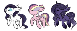 Size: 1400x575 | Tagged: safe, artist:corsetteadopts, oc, oc only, oc:lunar myth, oc:rhythm, oc:rose quartz, auction