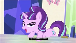 Size: 960x540 | Tagged: safe, screencap, starlight glimmer, g4, the cutie re-mark, discovery family logo, female, meme, michael stevens, s5 starlight, solo, vsauce, youtube caption