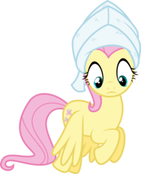 Size: 5000x6167 | Tagged: safe, artist:missbeigepony, fluttershy, g4, absurd resolution, female, looking down, simple background, solo, towel, transparent background, vector