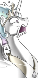 Size: 193x396 | Tagged: safe, artist:thestoicmachine, edit, princess celestia, g4, cropped, disintegration, female, imminent death, open mouth, screaming, solo, wide eyes