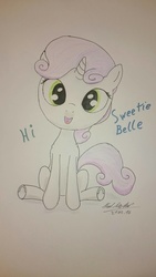 Size: 1080x1920 | Tagged: safe, artist:keil2731, sweetie belle, g4, cute, female, open mouth, solo, traditional art