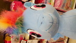 Size: 5312x2988 | Tagged: safe, rainbow dash, g4, derp, irl, photo, plushie, sideways image, store, target, toy