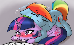 Size: 2452x1508 | Tagged: safe, artist:captainpudgemuffin, edit, rainbow dash, twilight sparkle, alicorn, pegasus, pony, :t, behaving like a cat, blushing, book, captainpudgemuffin is trying to murder us, context is for the weak, cropped, cute, dashabetes, eyes closed, female, floppy ears, fluffy, frown, glare, lesbian, non-consensual cuddling, nose wrinkle, nuzzling, prone, rubbing, shipping, smiling, twiabetes, twidash, twilight sparkle (alicorn), unamused, weapons-grade cute