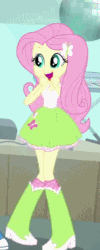 Size: 200x500 | Tagged: safe, screencap, fluttershy, a case for the bass, equestria girls, g4, my little pony equestria girls: rainbow rocks, animated, boots, clothes, cropped, cute, excited, female, happy, high heel boots, jumping, pigeon toed, shyabetes, skirt, solo