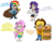 Size: 2200x1710 | Tagged: safe, artist:meganekkoplymouth241, applejack, fluttershy, rainbow dash, rarity, human, g4, clothes, humanized, impractical jokers, sweater, sweatershy