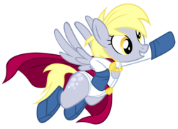 Size: 1400x1012 | Tagged: safe, artist:pixelkitties, derpy hooves, pegasus, pony, g4, female, mare, power girl, simple background, solo, transparent background