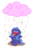 Size: 1102x1693 | Tagged: safe, artist:hendocrinogeno, princess luna, g4, addiction, chocolate, chocolate addict, chocolate rain, chocoluna, cloud, cotton candy, cotton candy cloud, female, filly, food, luna loves chocolate, open mouth, rain, s1 luna, sitting, solo, that pony sure does love chocolate, this will end in weight gain, tongue out, woona