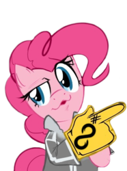 Size: 311x419 | Tagged: safe, artist:0r0ch1, edit, pinkie pie, g4, /pone/, 8, 8chan, check em, cropped, dubs guy, female, infinity, lemniscate, meme, patrick bateman, ponk, simple background, solo, transparent background