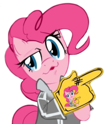 Size: 334x373 | Tagged: safe, artist:0r0ch1, edit, pinkie pie, g4, check em, droste effect, dubs guy, female, meme, patrick bateman, pinkception, ponk, reaction image, recursion, simple background, solo, transparent background