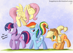 Size: 3800x2800 | Tagged: safe, artist:bugplayer, applejack, fluttershy, rainbow dash, twilight sparkle, alicorn, earth pony, pegasus, pony, apple thief (animation), g4, appledog, bedroom eyes, behaving like a dog, cute, eyes on the prize, female, fetch, flying, frown, giggling, glare, grumpy, high res, licking, licking lips, mare, prehensile tail, raised hoof, raised leg, silly, silly pony, smiling, smirk, spread wings, tail hold, tongue out, twilight sparkle (alicorn), unamused, walking, who's a silly pony