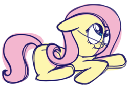 Size: 2722x1940 | Tagged: safe, artist:laserpewpewrblx, fluttershy, pegasus, pony, g4, doodle, female, floppy ears, laserpewpew, mare, prone, solo