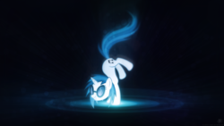 Size: 1920x1080 | Tagged: safe, artist:dj-applej-sound, dj pon-3, vinyl scratch, pony, unicorn, g4, dark, female, grin, handstand, smiling, solo, sunglasses, upside down, wallpaper