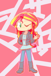 Size: 600x900 | Tagged: safe, artist:steve, sunset shimmer, equestria girls, g4, female, solo, wink