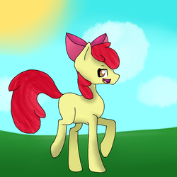 Size: 1000x1000 | Tagged: safe, artist:crystalauras, apple bloom, g4, female, open mouth, solo