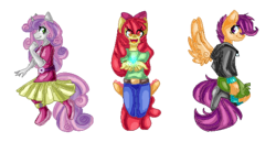 Size: 581x300 | Tagged: safe, artist:chloeprice228, apple bloom, scootaloo, sweetie belle, earth pony, anthro, g4, cutie mark crusaders, simple background, transparent background