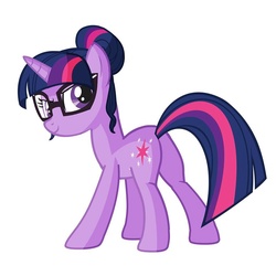 Size: 960x960 | Tagged: safe, artist:weirdandweirder, sci-twi, twilight sparkle, pony, unicorn, equestria girls, friendship games, g4, butt, equestria girls ponified, female, glare, glasses, hilarious in hindsight, looking back, plot, ponified, ponified humanized pony, simple background, smiling, smirk, solo, unicorn sci-twi, white background