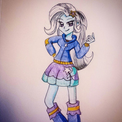Size: 500x500 | Tagged: safe, artist:sazyou7, trixie, equestria girls, g4, female, solo, traditional art