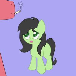 Size: 750x750 | Tagged: safe, artist:happy harvey, oc, oc only, oc:anon, oc:filly anon, pony, cigarette, female, filly, male, smoking, stallion
