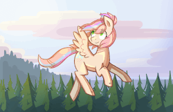 Size: 1415x915 | Tagged: safe, artist:kyaokay, oc, oc only, oc:sweet skies, pegasus, pony, animated, flying, solo, tree