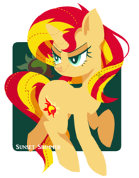 Size: 1800x2300 | Tagged: safe, artist:snow angel, sunset shimmer, pony, unicorn, g4, colored pupils, female, flat colors, looking back, mare, simple background, solo, stitches, transparent background, vector