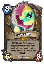 Size: 400x573 | Tagged: safe, fluttershy, pegasus, pony, g4, alternate timeline, card, chrysalis resistance timeline, crossover, druid, flutterdruid, hearthstone, spear, trading card, war paint, weapon
