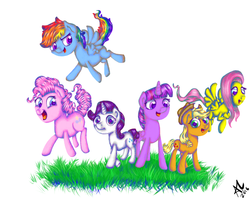 Size: 1000x800 | Tagged: safe, artist:tagknight773, applejack, fluttershy, pinkie pie, rainbow dash, rarity, twilight sparkle, alicorn, pony, g4, mane six, twilight sparkle (alicorn)