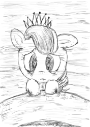 Size: 600x848 | Tagged: safe, artist:emicinema, diamond tiara, crusaders of the lost mark, g4, crying, female, monochrome, solo, the pony i want to be